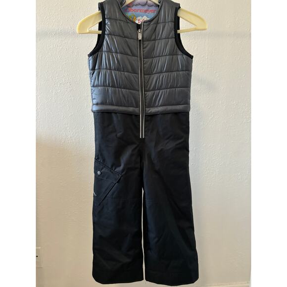 Obermeyer Insulated Bib Overalls Snow Pants Kids Size 5 Grey Black - Picture 1 of 5